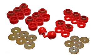 Jeep Wrangler Body Mount Bushings - Energy Suspension - Hyper-Flex Polyurethane, OEM Height - Red - `97-`06